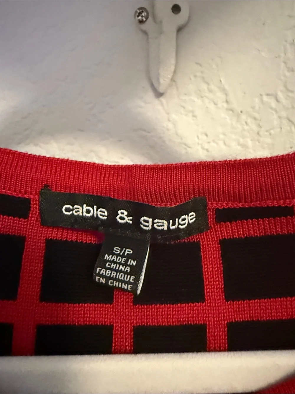 Cable & Gauge Red and Black Windowpane Cardigan - Picture 2 of 5